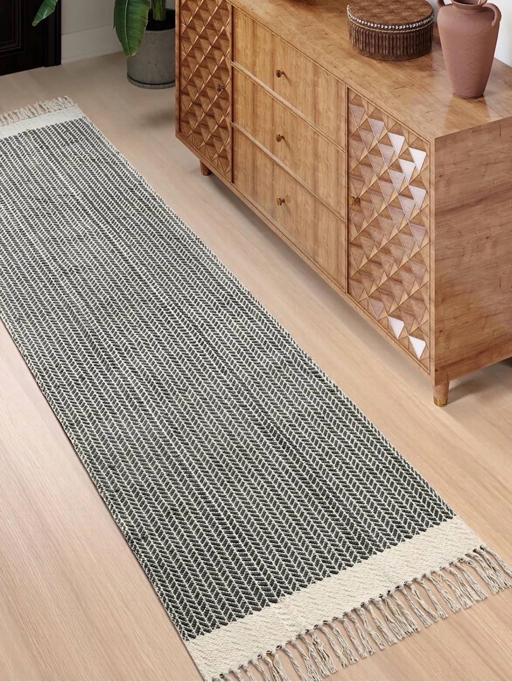 Boho Washable Herringbone Runner Rug 2'6''x8